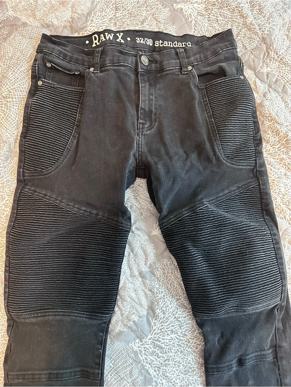 RAW X Black Men's Cargo-Style Moto Pants